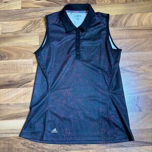Adidas Women's Golf Sleeveless Polo‎ - Cosmic Navy Speckle Pattern women's small